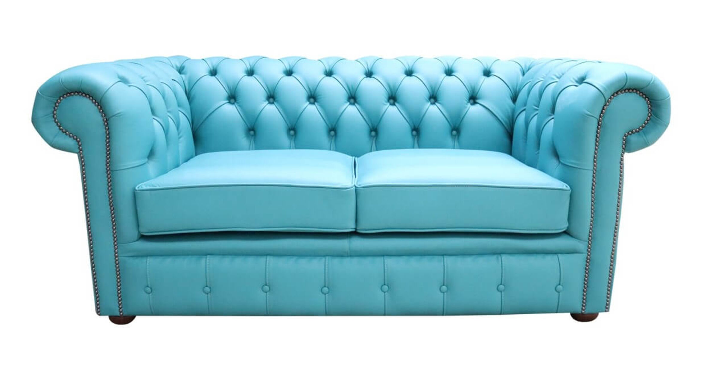 Buy Teal leather Chesterfield sofa at DesignerSofas4U