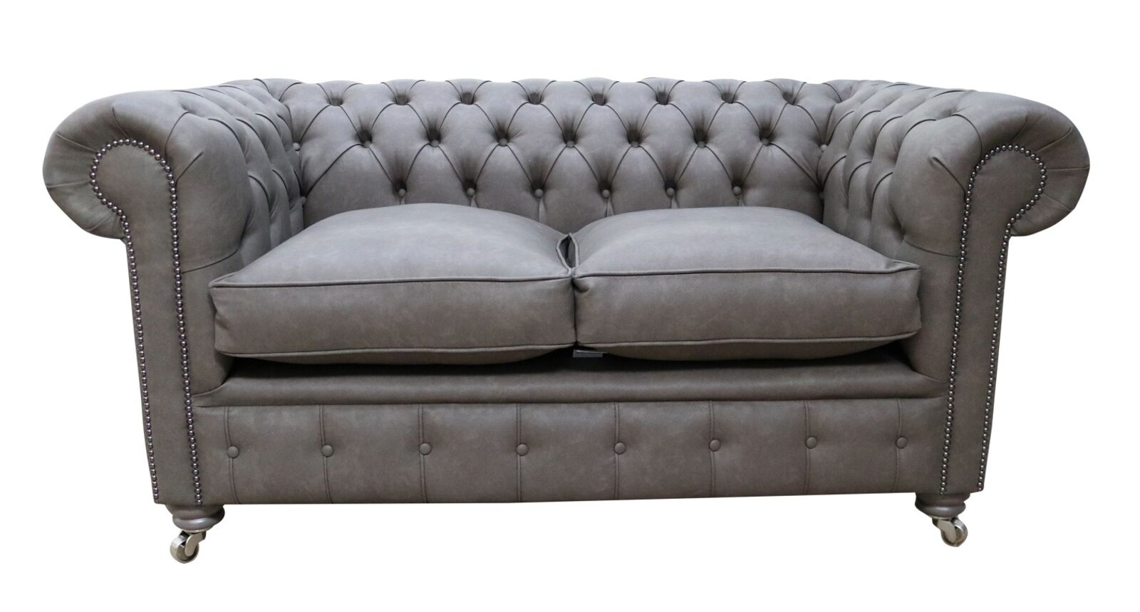 Product photograph of Chesterfield 2 Seater Infinity Espresso Faux Leather Sofa Offer from Designer Sofas 4U