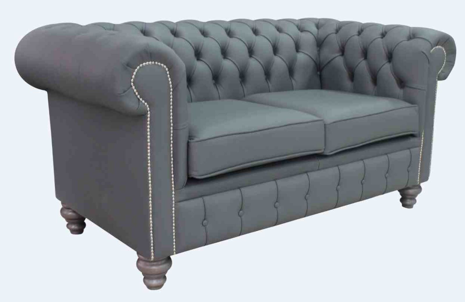 Product photograph of Chesterfield 2 Seater Shelly Piping Grey Leather Sofa Offer Amp Hellip from Designer Sofas 4U
