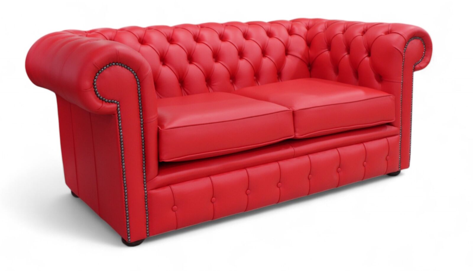 Product photograph of Chesterfield 2 Seater Sofa Settee Shelly Flame Red Leather from Designer Sofas 4U