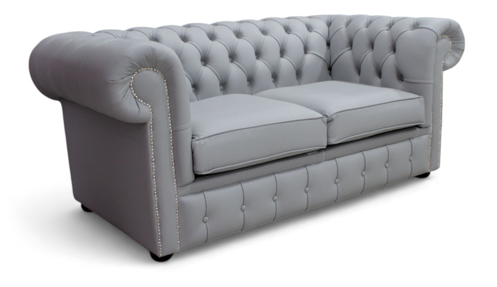 Product photograph of Chesterfield 2 Seater Sofa Settee Shelly Silver Grey Leather from Designer Sofas 4U