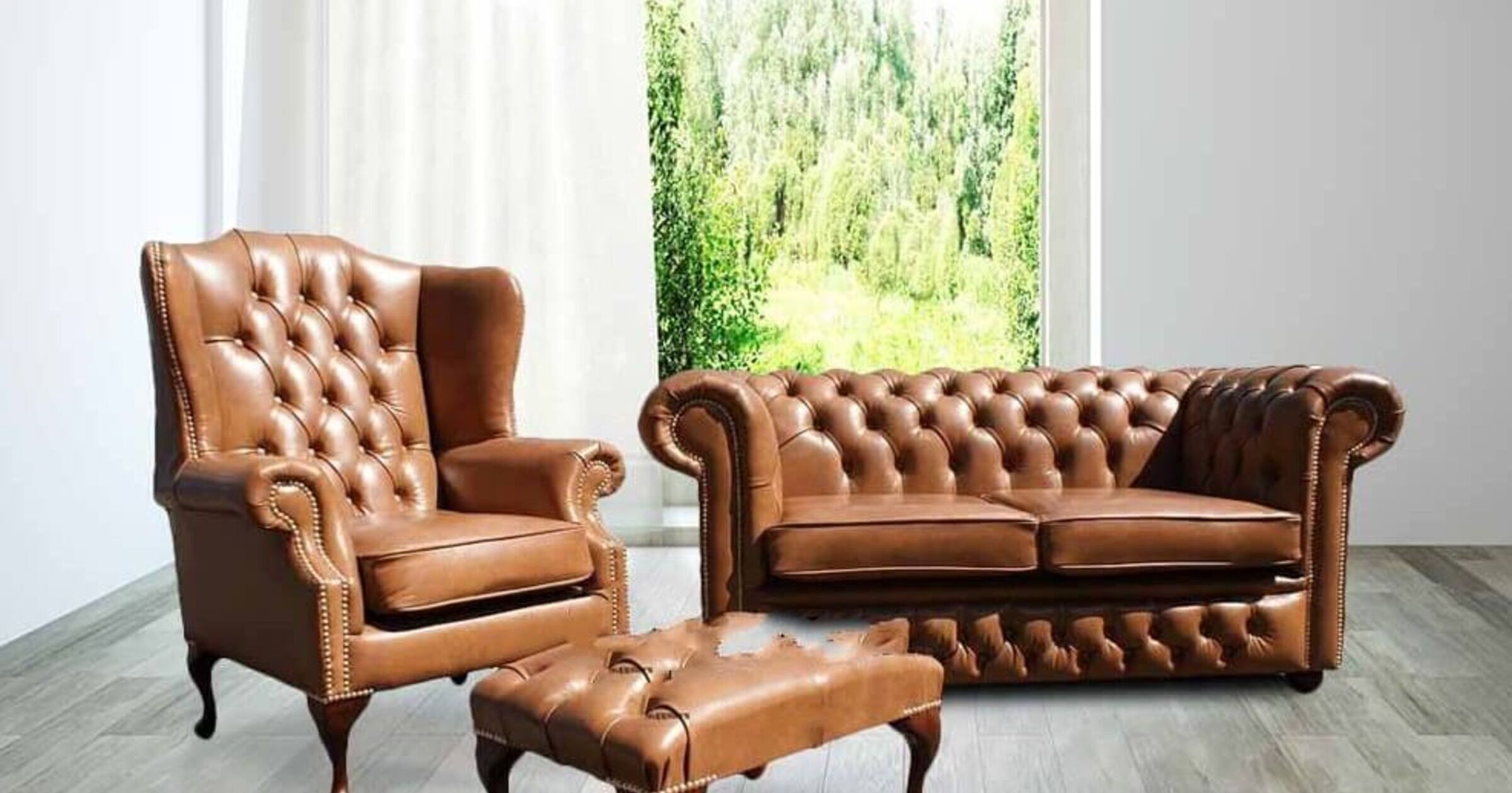 Chesterfield Furniture Shop Online At Designer Sofas 4U   Chesterfield 2 Seater Sofa Settee Wing Chair Old English Tan Leather (1200x630 Crop Fff) 