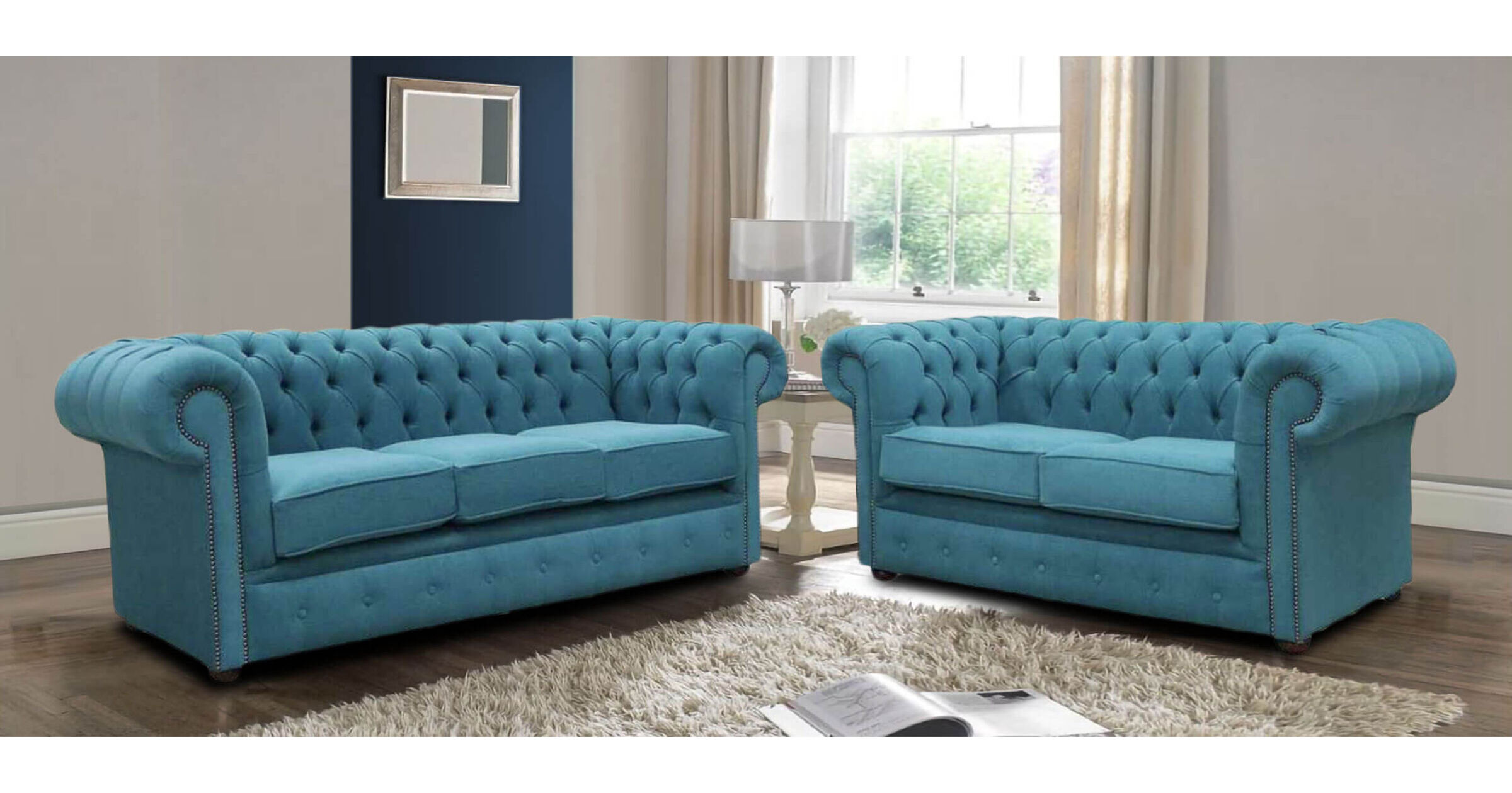 Teal couch outlet set