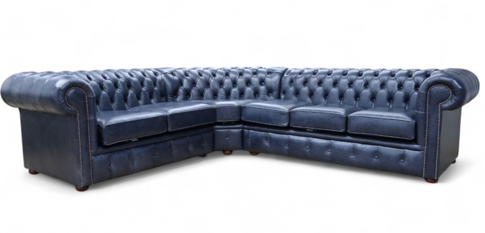 Product photograph of Chesterfield 3 Corner 2 Sofa Unit Old English Ocean Blue Leather from Designer Sofas 4U