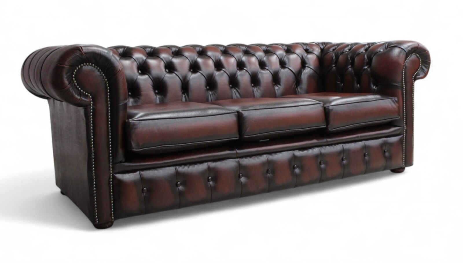 Product photograph of Chesterfield 3 Seater Antique Rust Leather Sofa Offer from Designer Sofas 4U