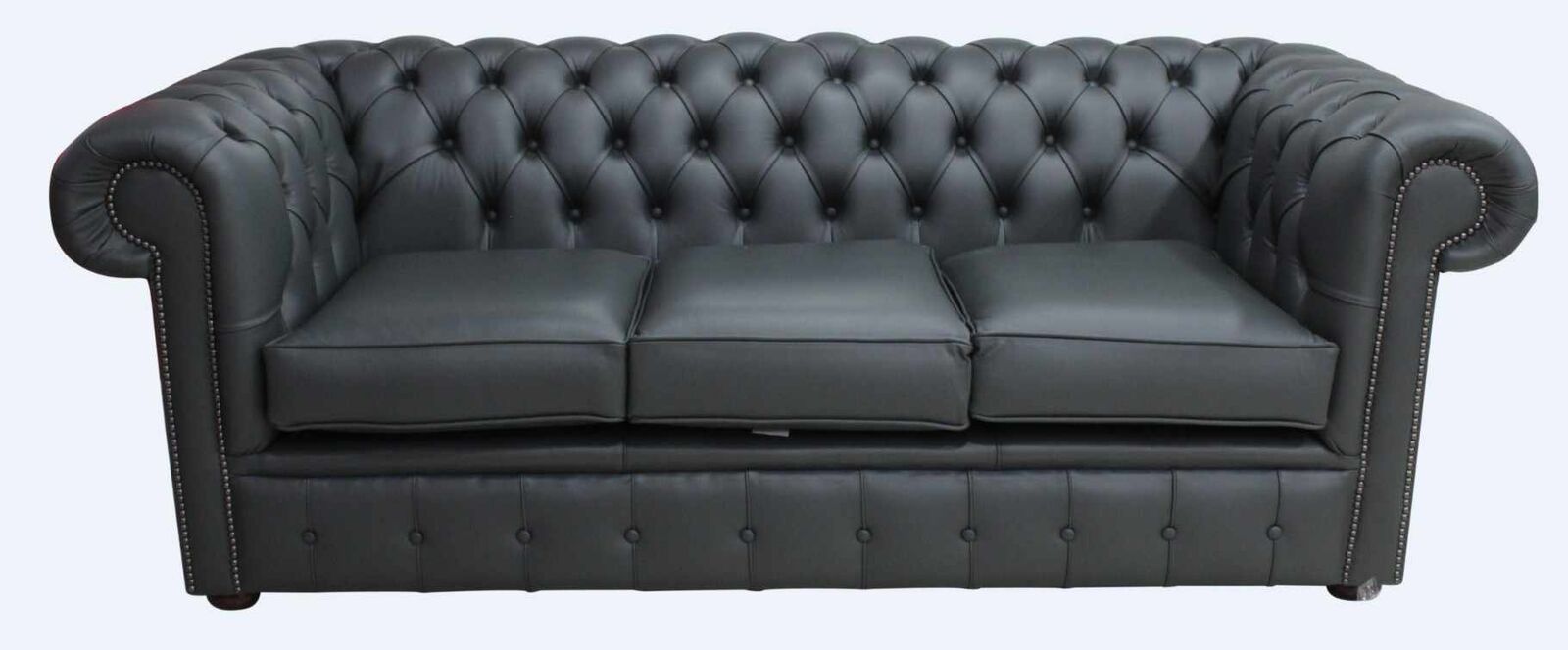 Product photograph of Chesterfield 3 Seater Sofa Sofa Settee Charcoal Grey Real Leather from Designer Sofas 4U
