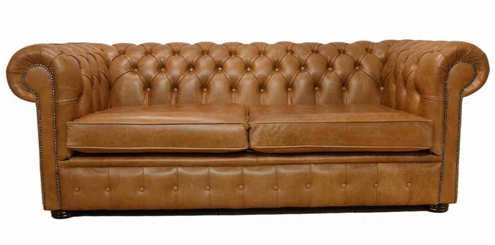 Product photograph of Chester Sofa 3 Seater Settee Old English Tan Leather Sofa Halo 2 Cushion from Designer Sofas 4U