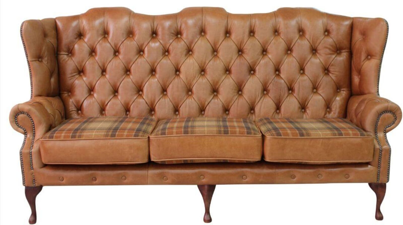 Product photograph of Ludlow Tan Chesterfield 3 Seater High Back Sofa Finance Available Designersofas4u from Designer Sofas 4U