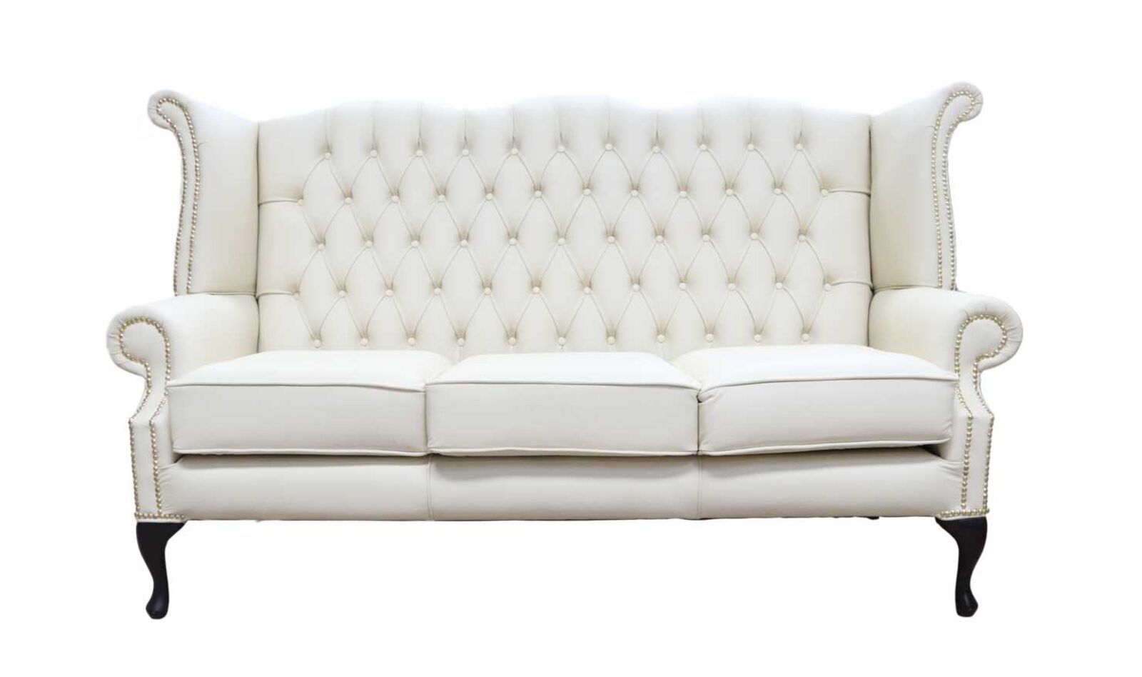 Product photograph of Chesterfield 3 Seater Queen Anne High Back Wing Sofa Cottonseed Amp Hellip from Designer Sofas 4U