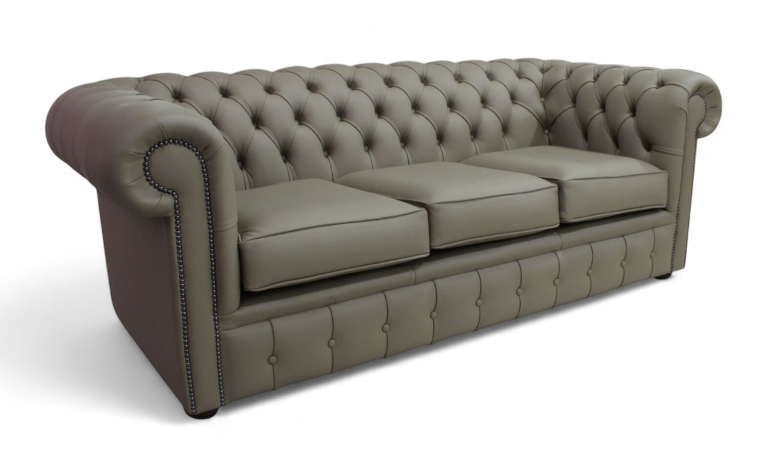 Product photograph of Chesterfield 3 Seater Settee Ash Leather Sofa Offer from Designer Sofas 4U