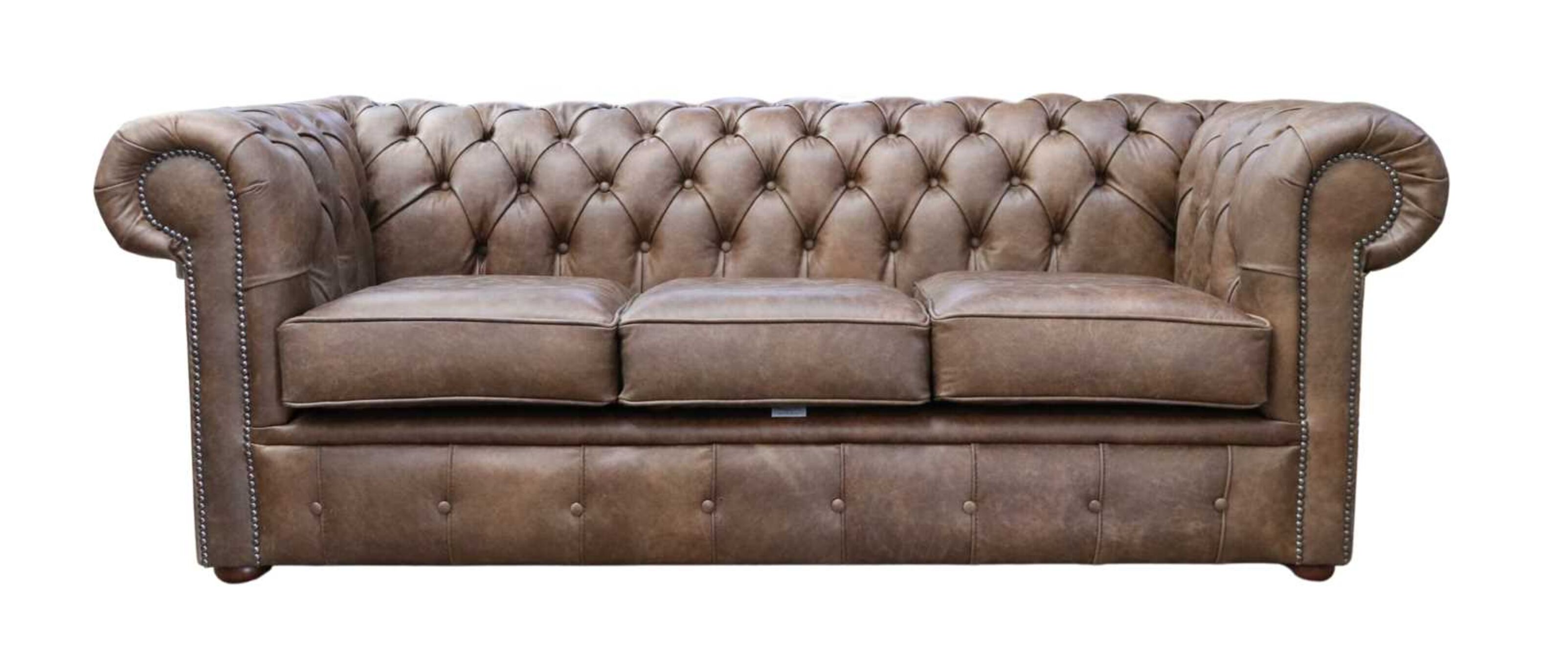 Tobacco Brown Chesterfield 3 Seater Settee Sofa | DesignerSofas4U