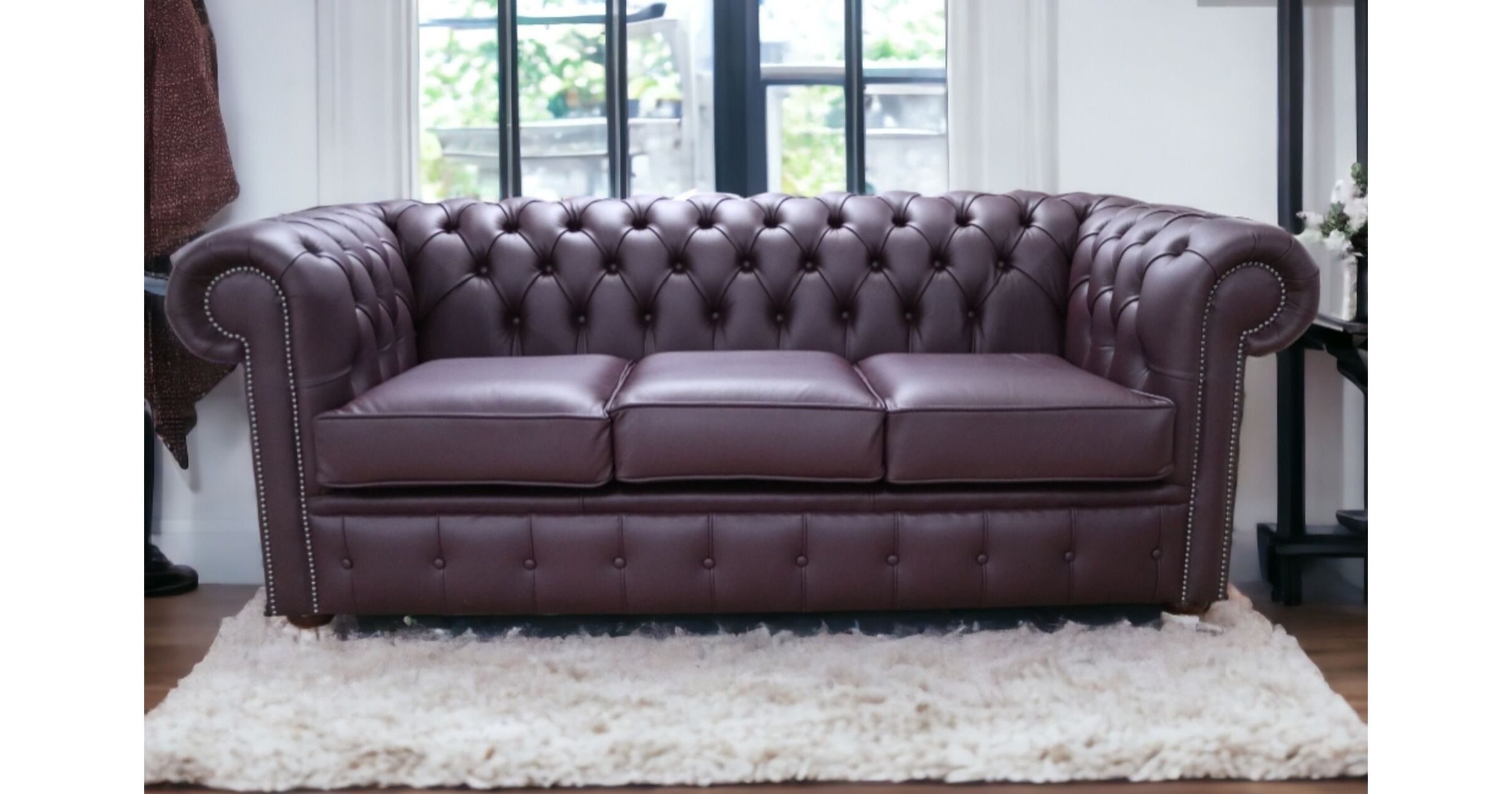 Dark Grape Chesterfield 3 Seater sofa | DesignerSofas4U