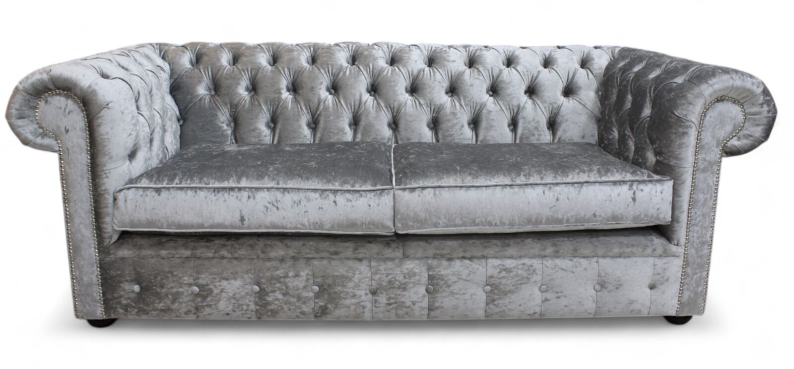 Product photograph of Chesterfield 3 Seater Settee Modena Silver Velvet Sofa Offer from Designer Sofas 4U