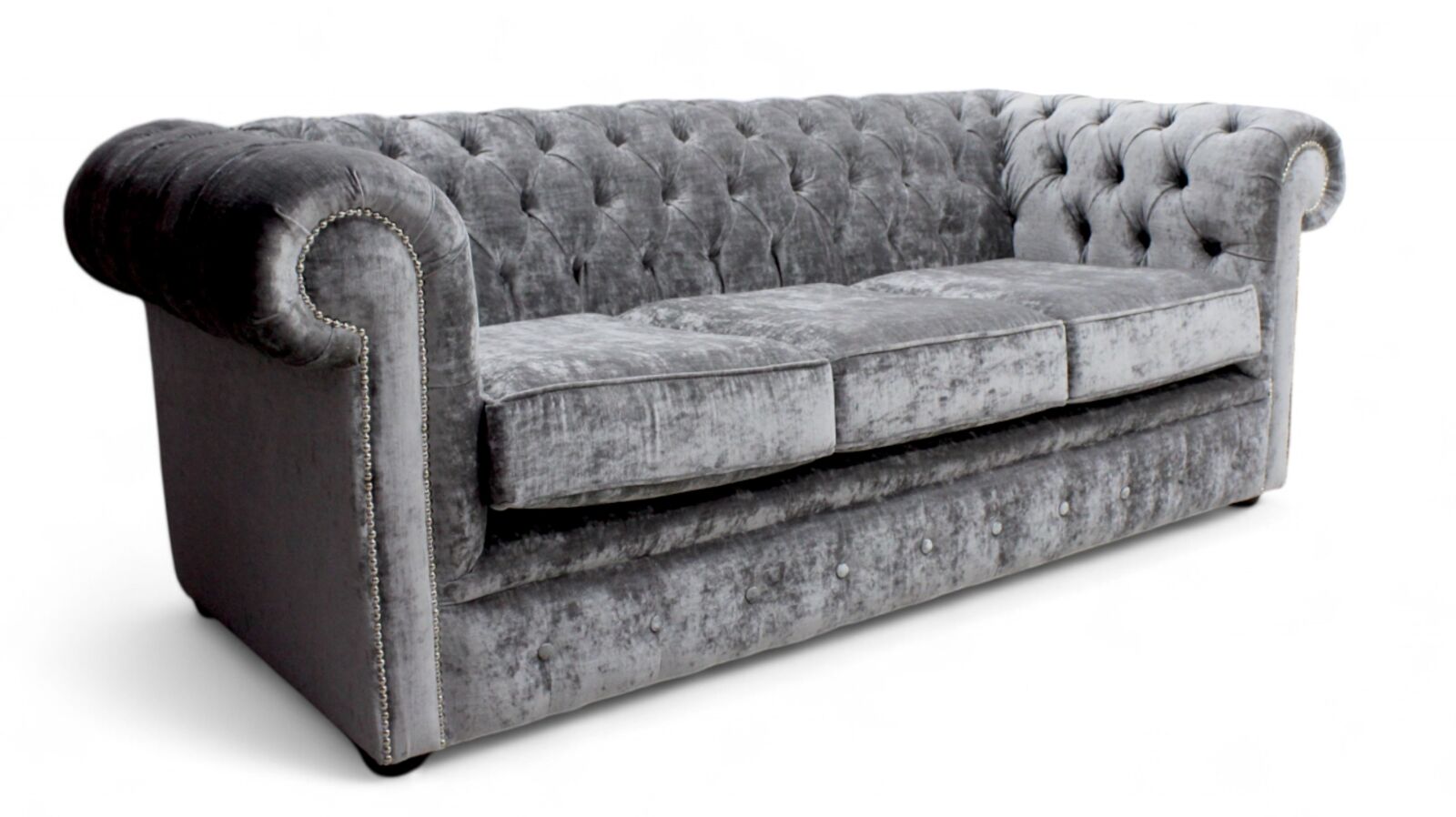 Product photograph of Chesterfield 3 Seater Settee Modena Smoke Velvet Sofa Offer from Designer Sofas 4U