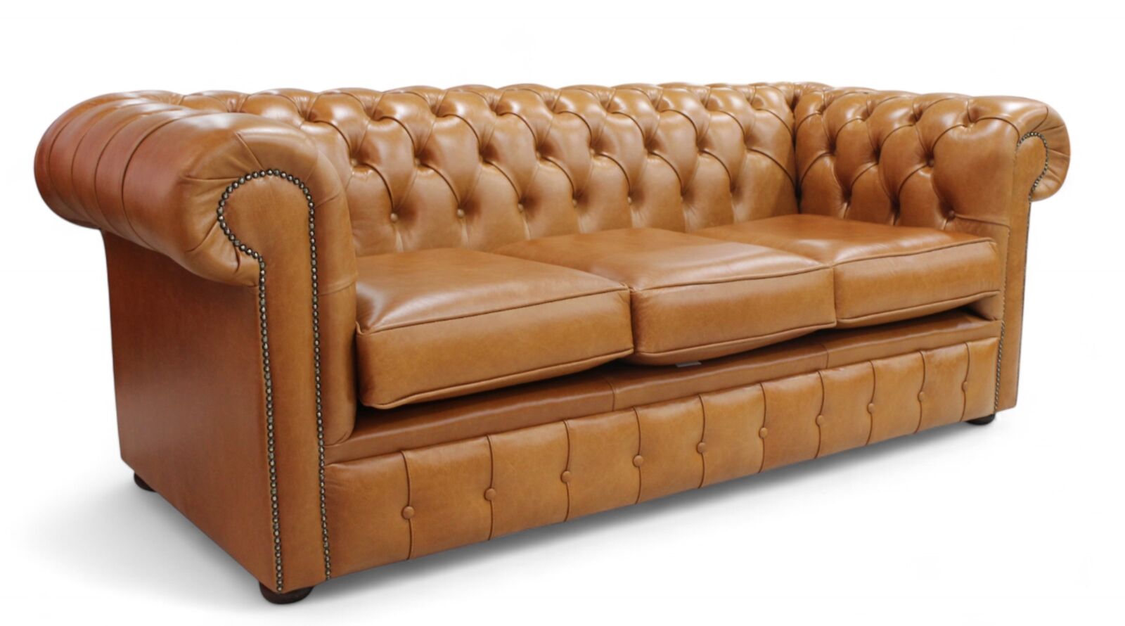 Product photograph of Chesterfield 3 Seater Settee Old English Bruciato Leather Sofa from Designer Sofas 4U