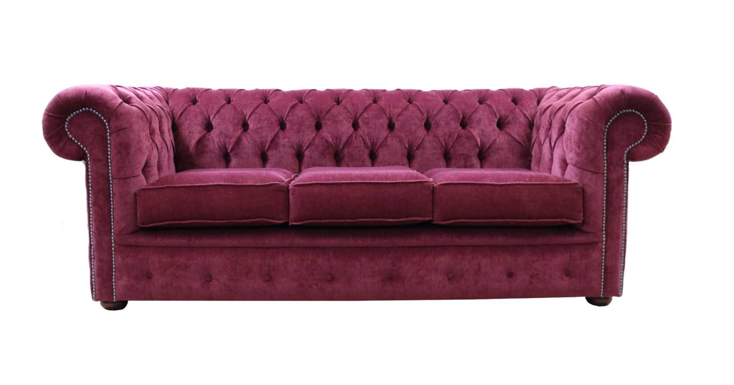 Chesterfield 3 Seater Settee in Pimlico Burgundy Fabric Sofa