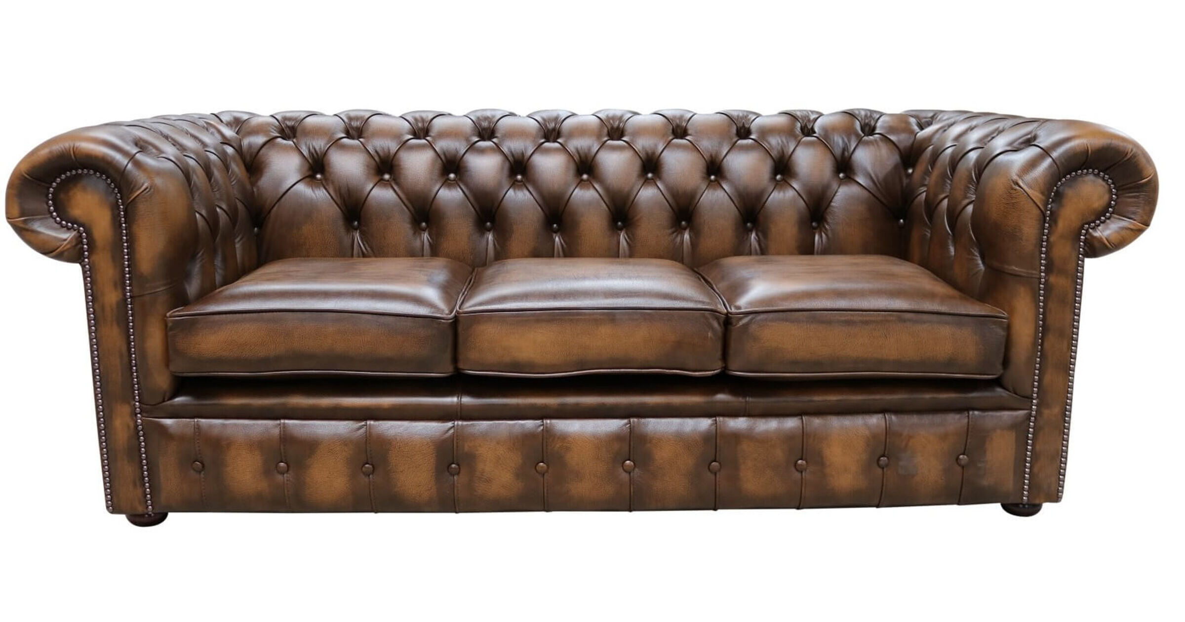 DesignerSofas4U | Antique Tan leather Chesterfield Sofa