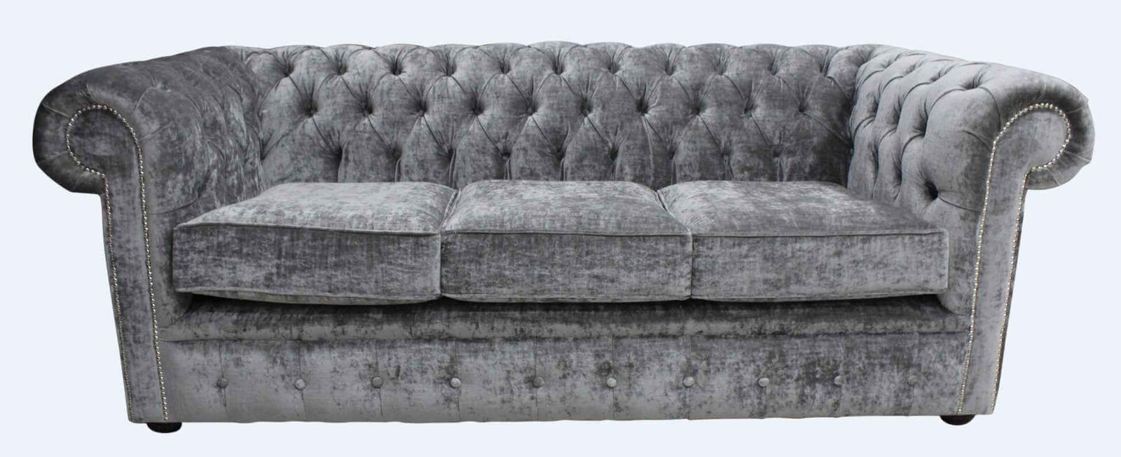 Product photograph of Chesterfield 3 Seater Settee Modena Smoke Velvet Sofa Offer from Designer Sofas 4U