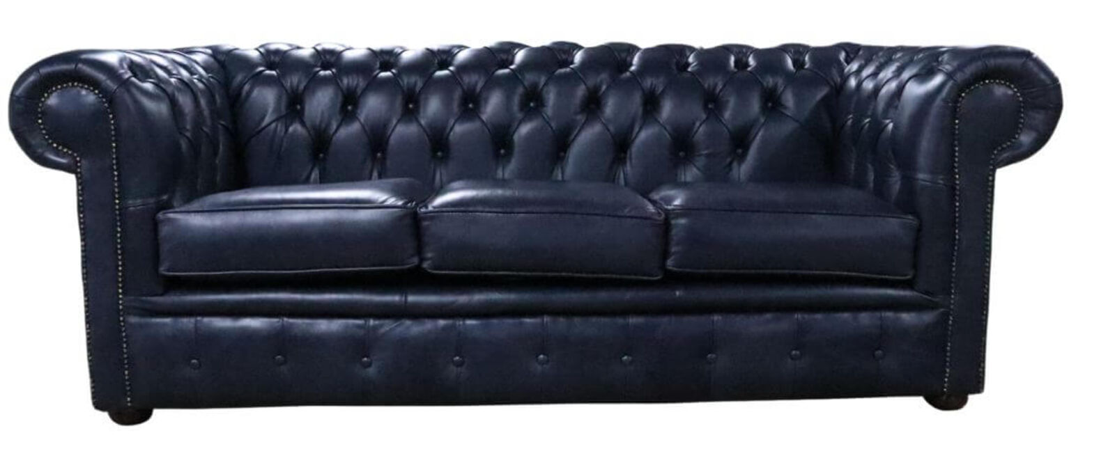 Product photograph of Chesterfield 3 Seater Sofa Old English Ocean Blue Leather from Designer Sofas 4U