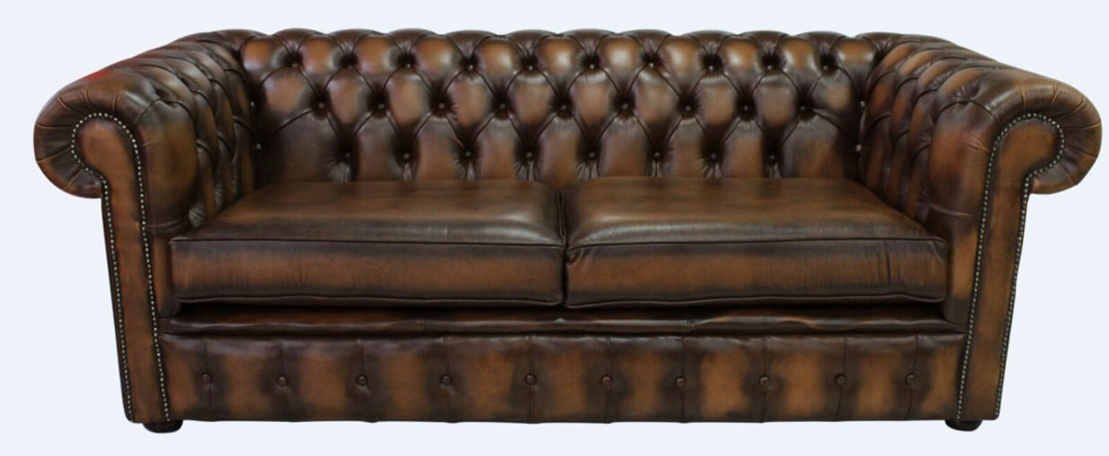 Product photograph of Chesterfield 3 Seater Antique Tan Leather Sofa 2 Cushion Style from Designer Sofas 4U