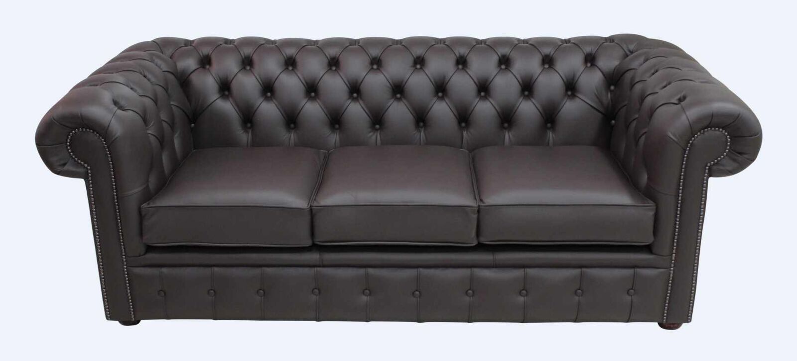 Product photograph of Chesterfield 3 Seater Sofa Settee Shelly Dark Chocolate Leather from Designer Sofas 4U