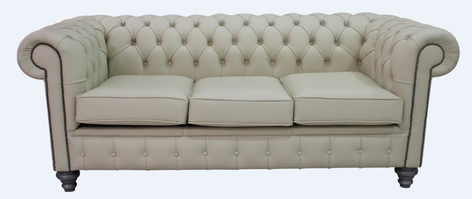 Product photograph of Chesterfield 3 Seater Sofa Settee Shelly Ivory Cream Leather Amp Hellip from Designer Sofas 4U