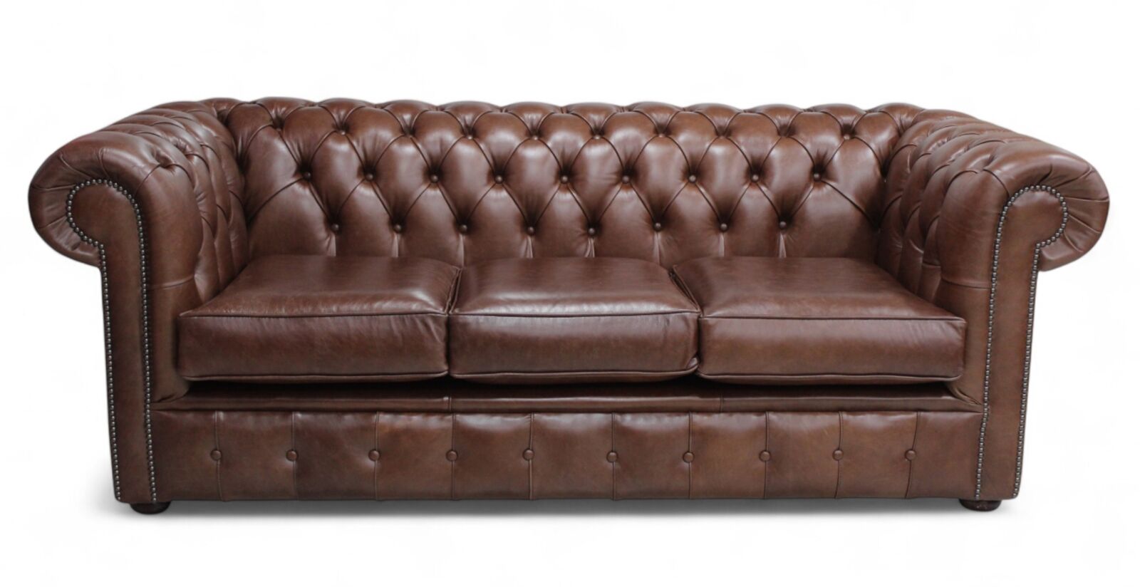 Product photograph of Chesterfield 3 Seater Sofa Settee Old English Hazel Real Leather from Designer Sofas 4U