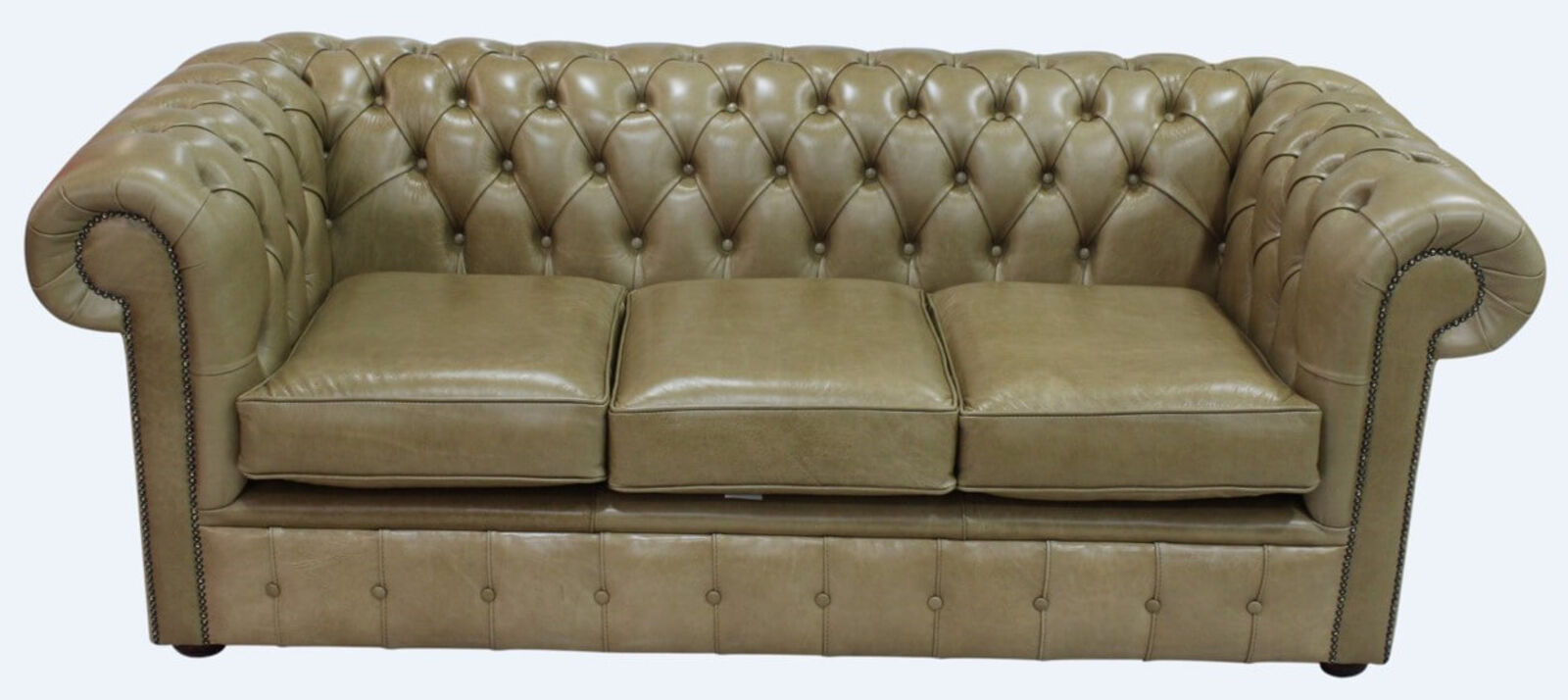 Product photograph of Chesterfield 3 Seater Settee Old English Sand Leather Sofa from Designer Sofas 4U