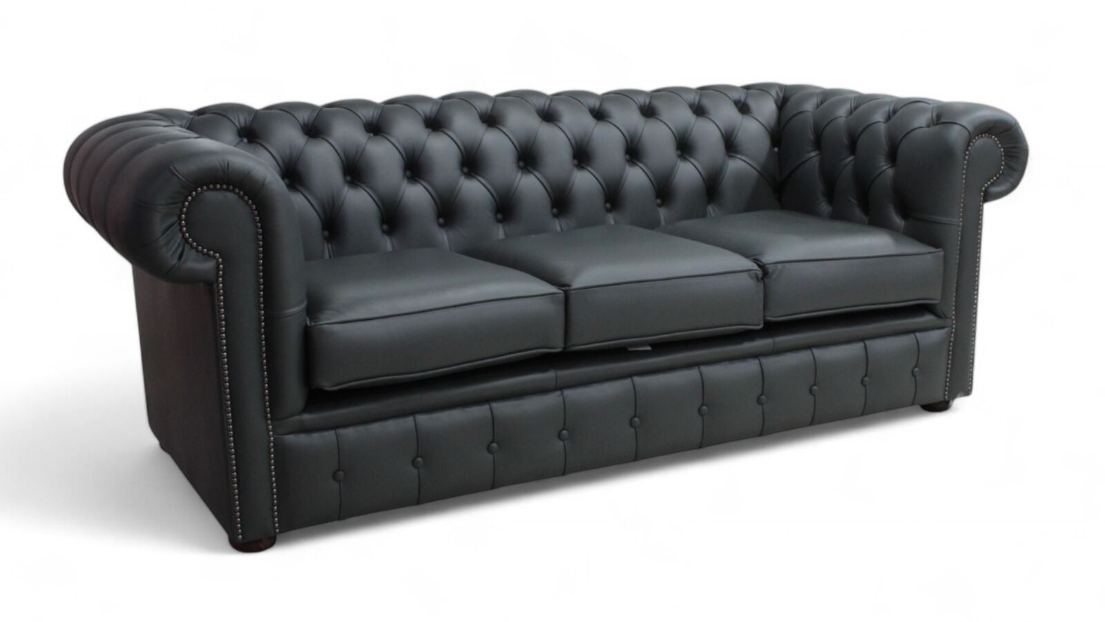 Product photograph of Chesterfield 3 Seater Sofa Sofa Settee Charcoal Grey Real Leather from Designer Sofas 4U