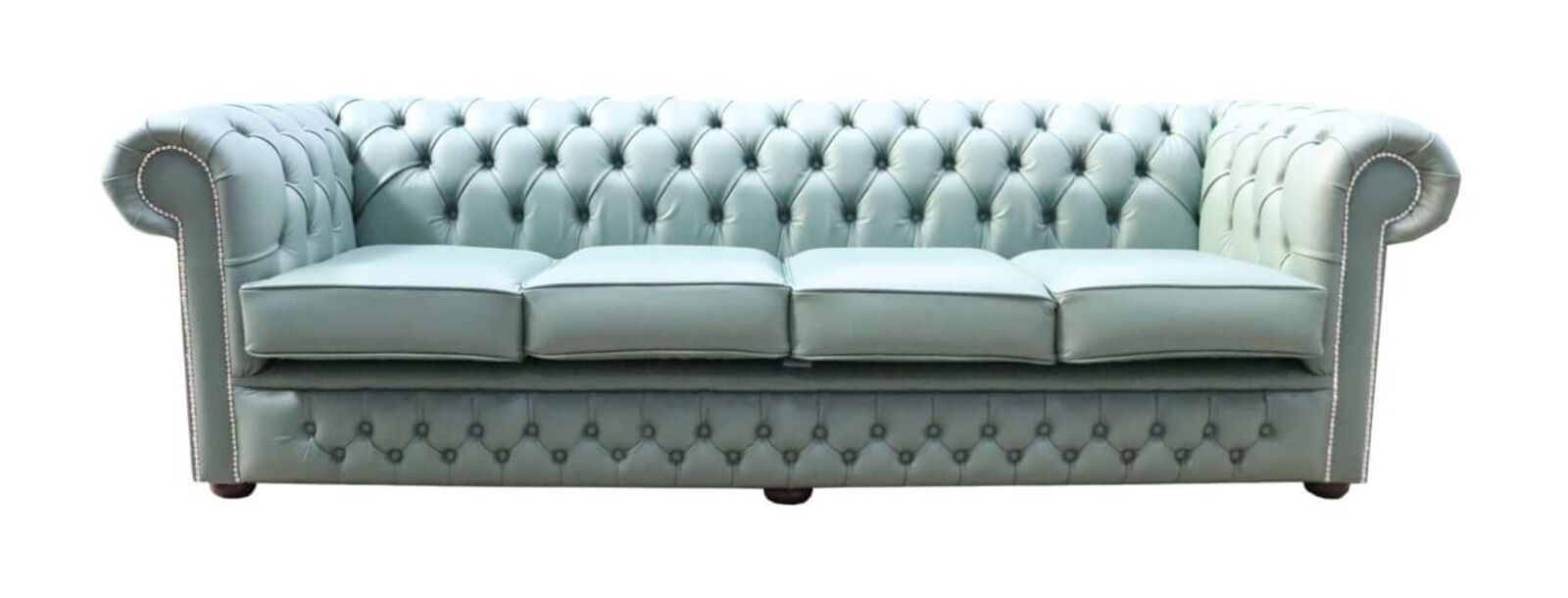 Product photograph of Chesterfield 4 Seater Settee Lichen Green Leather Sofa Offer from Designer Sofas 4U