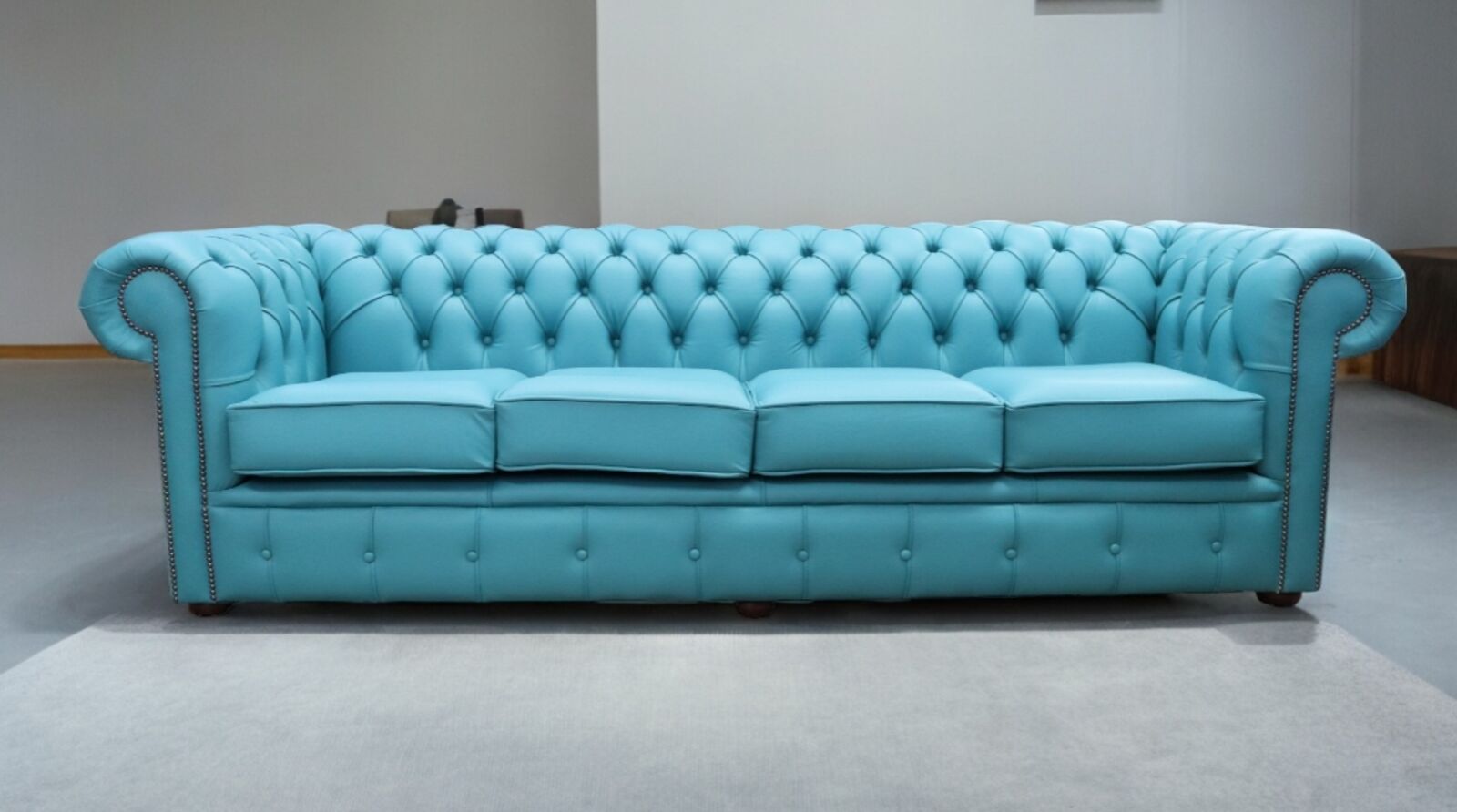 Product photograph of Chesterfield 4 Seater Sofa Dark Teal Leather Offer from Designer Sofas 4U