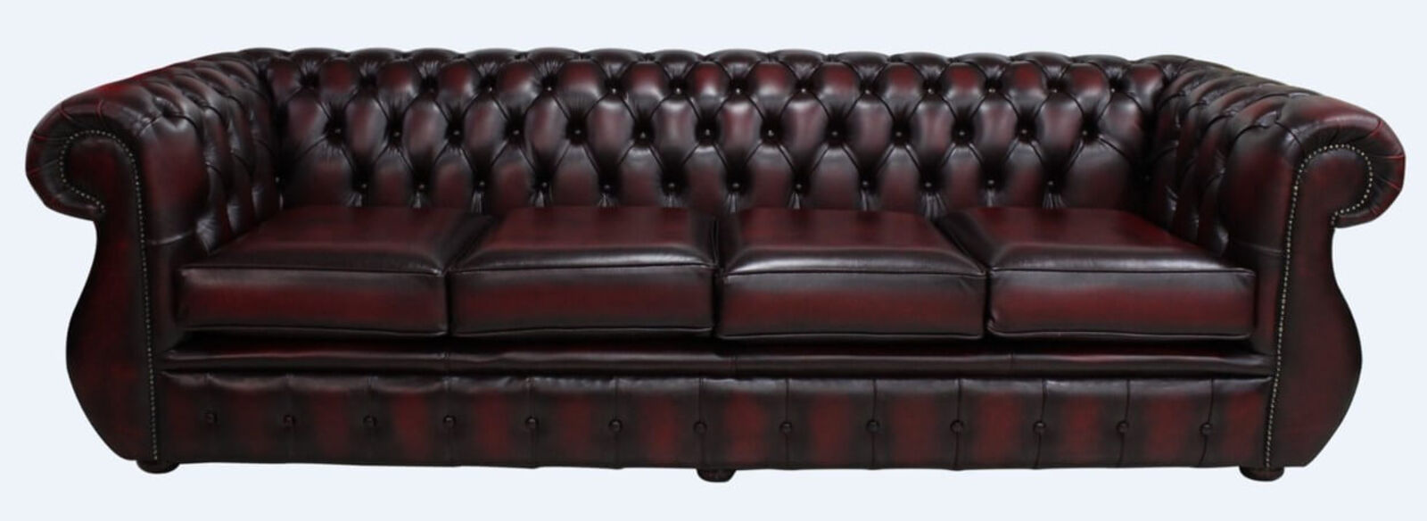 Product photograph of Chesterfield Kimberley 4 Seater Sofa Antique Oxblood Red Real Leather from Designer Sofas 4U
