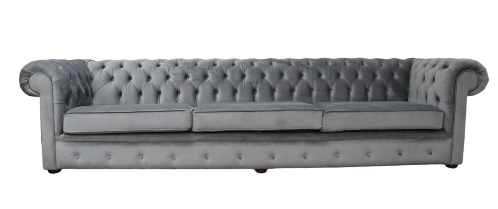 Product photograph of Chesterfield Thomas 5 Seater Settee Amalfi Battleship Grey Velvet Fabric Sofa Offer from Designer Sofas 4U