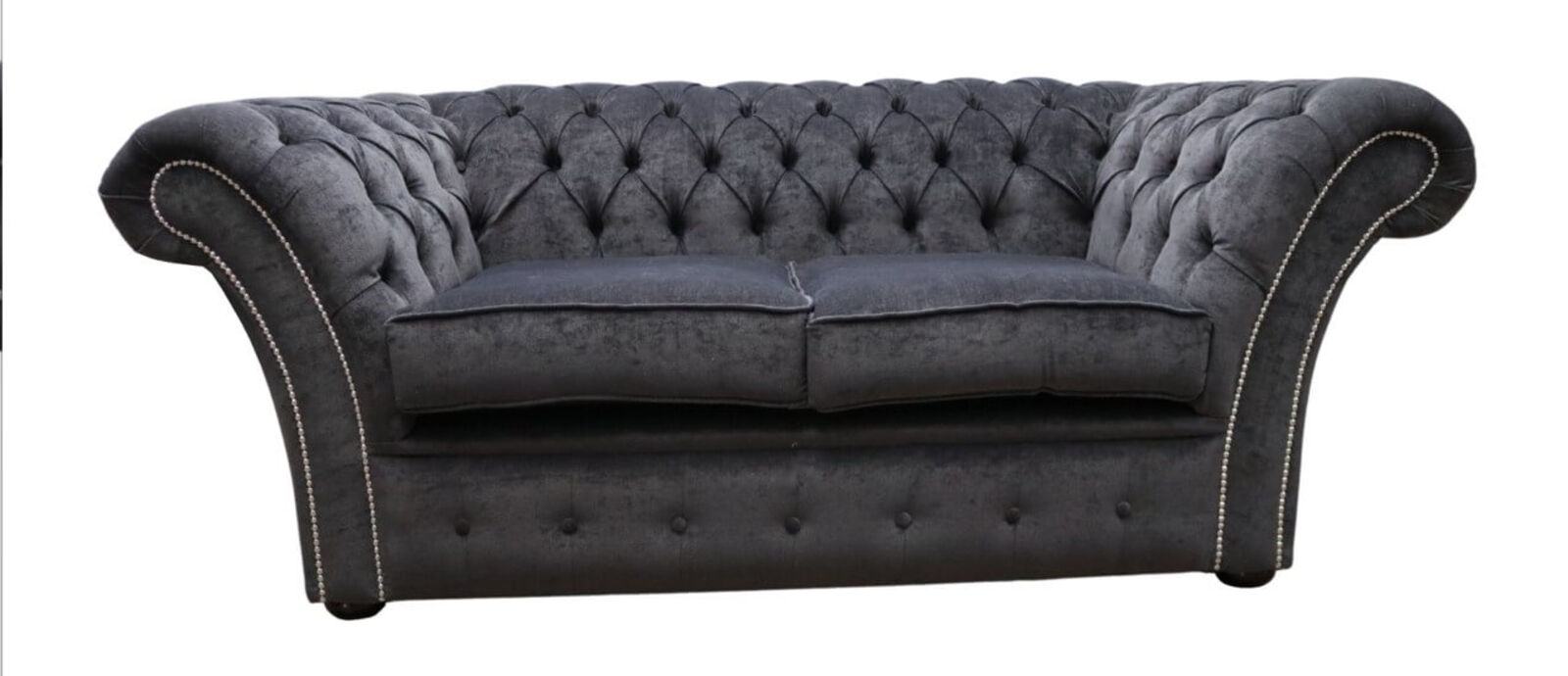 Product photograph of Chesterfield Balmoral 2 Seater Sofa Settee Pimlico Carbon Grey Fabric from Designer Sofas 4U