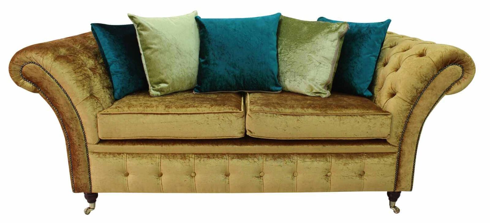 Product photograph of Chesterfield Balmoral 2 5 Seater Sofa Settee Boutique Gold Crush Velvet Fabric Cushions from Designer Sofas 4U