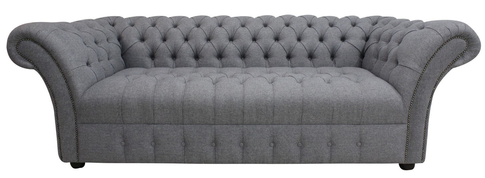 Product photograph of Chesterfield Cliveden 3 Seater Buttoned Seat Sofa Settee Grampian Steel Fabric from Designer Sofas 4U