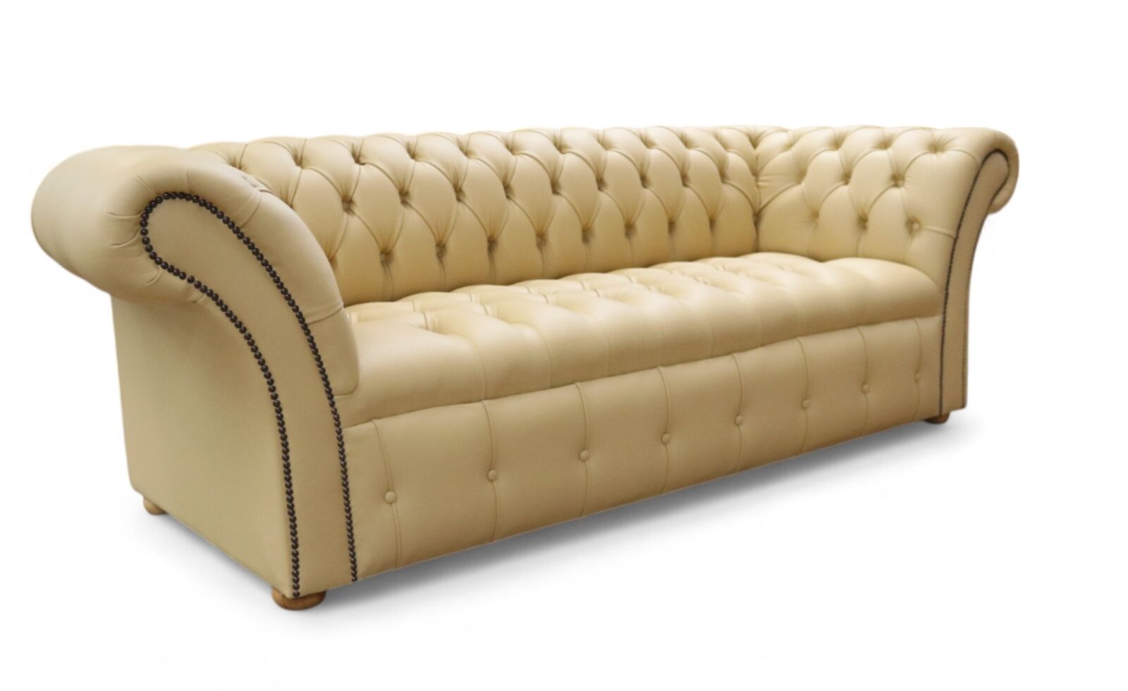 Product photograph of Chesterfield Balmoral 3 Seater Buttoned Seat Sofa Settee Deluca Yellow Leather from Designer Sofas 4U