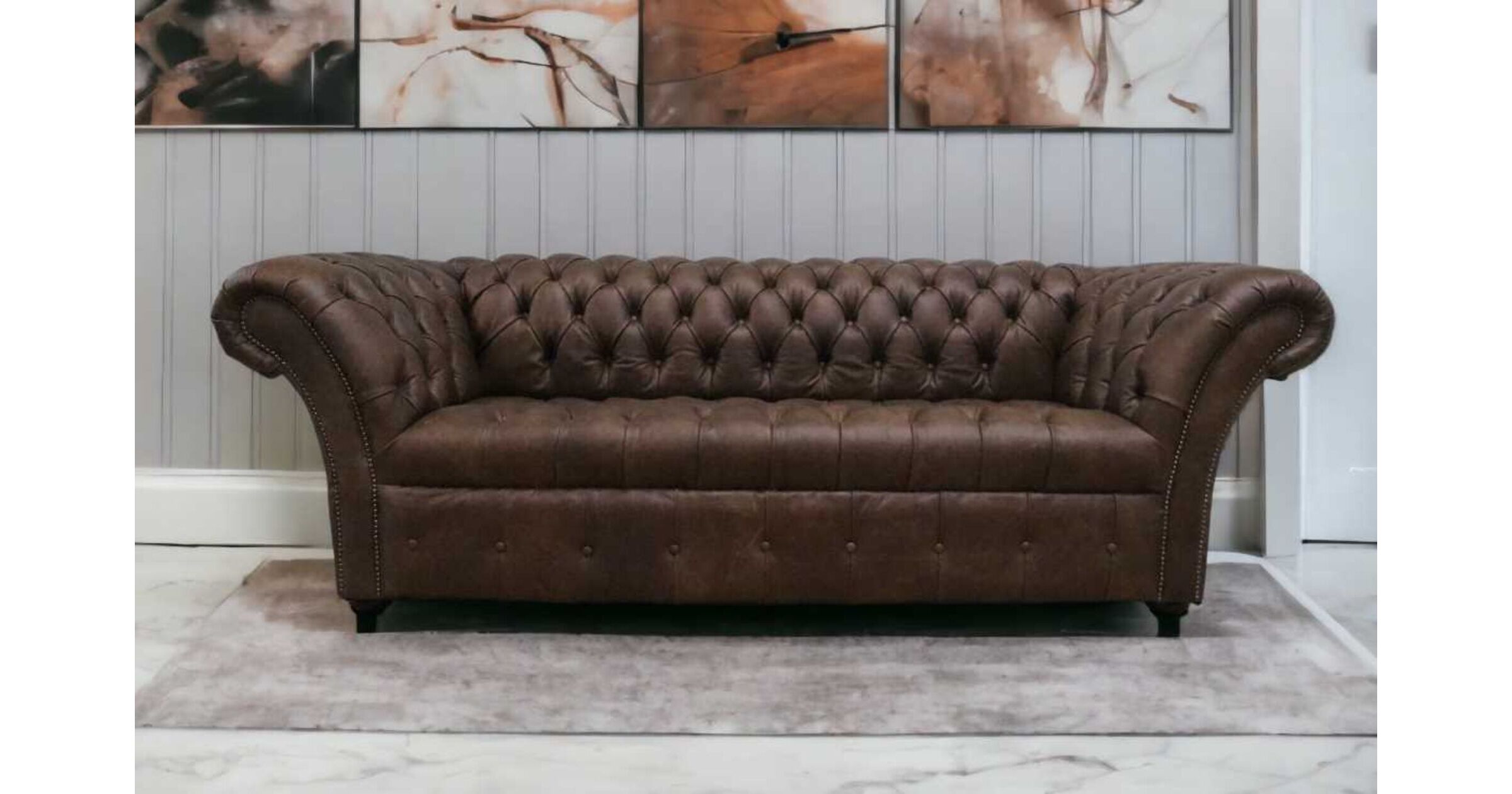 Balmoral Chesterfield 3 Seater Cracked Wax Tobacco Leather