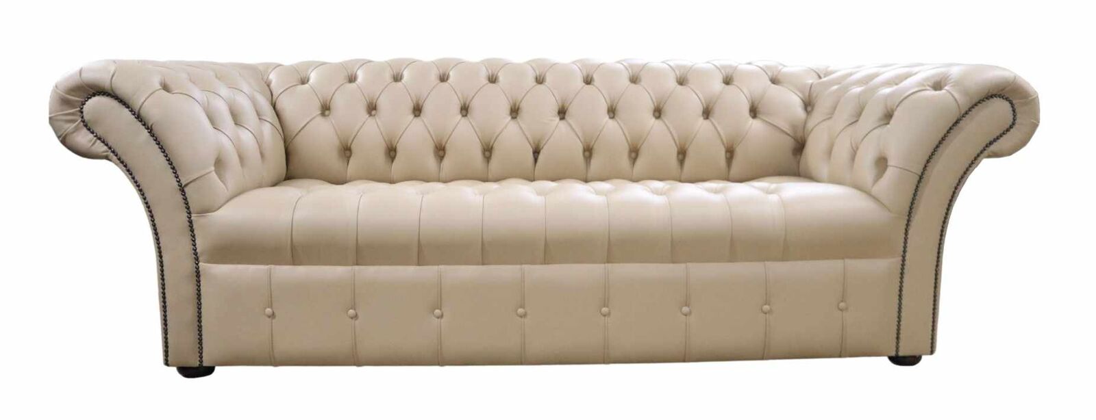 Product photograph of Chesterfield Balmoral 3 Seater Sofa Settee Buttoned Seat Stone Leather from Designer Sofas 4U