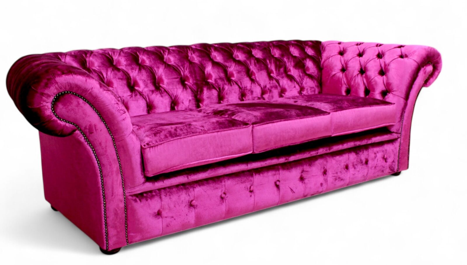 Product photograph of Chesterfield Balmoral 3 Seater Sofa Settee Velvet Fuchsia Pink Ps from Designer Sofas 4U