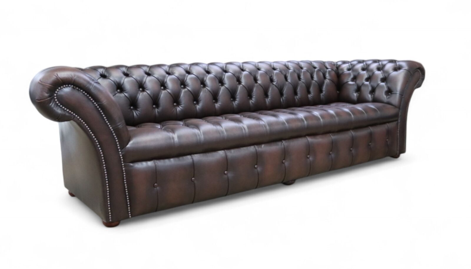 Product photograph of Chesterfield Balmoral 4 Seater Sofa Buttoned Seat Settee Antique Brown Leather from Designer Sofas 4U