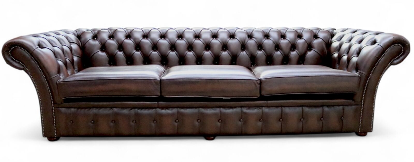 Product photograph of Chesterfield Balmoral 4 Seater Sofa Settee Antique Brown Leather from Designer Sofas 4U