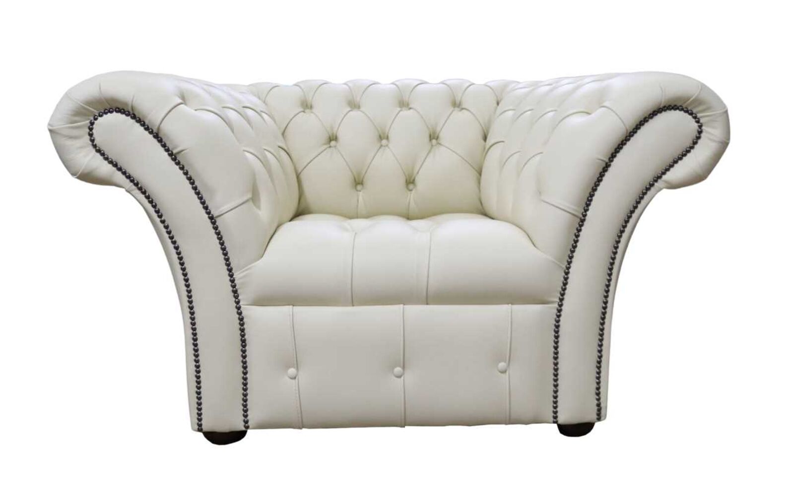 Product photograph of Chesterfield Balmoral Armchair Buttoned Seat Cream Leather from Designer Sofas 4U