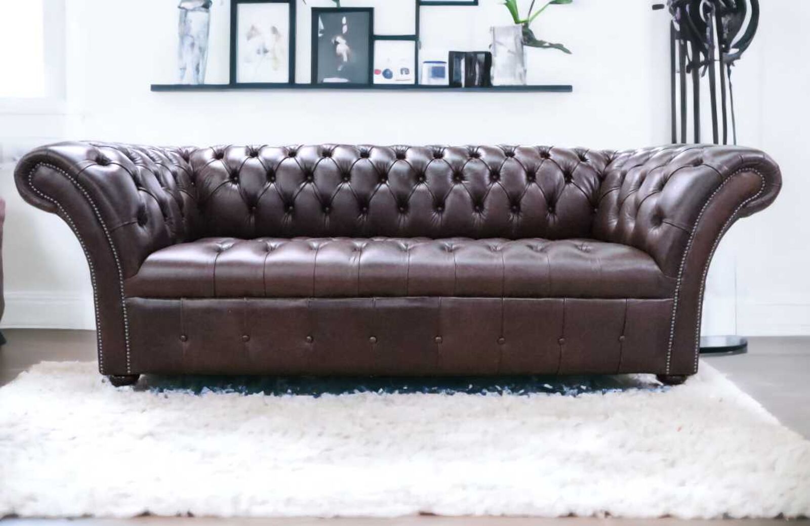 Product photograph of The Chesterfield Balmoral Buttoned Base Vintage 3 Seater Sofa Settee Old English Dark Brown Leather from Designer Sofas 4U
