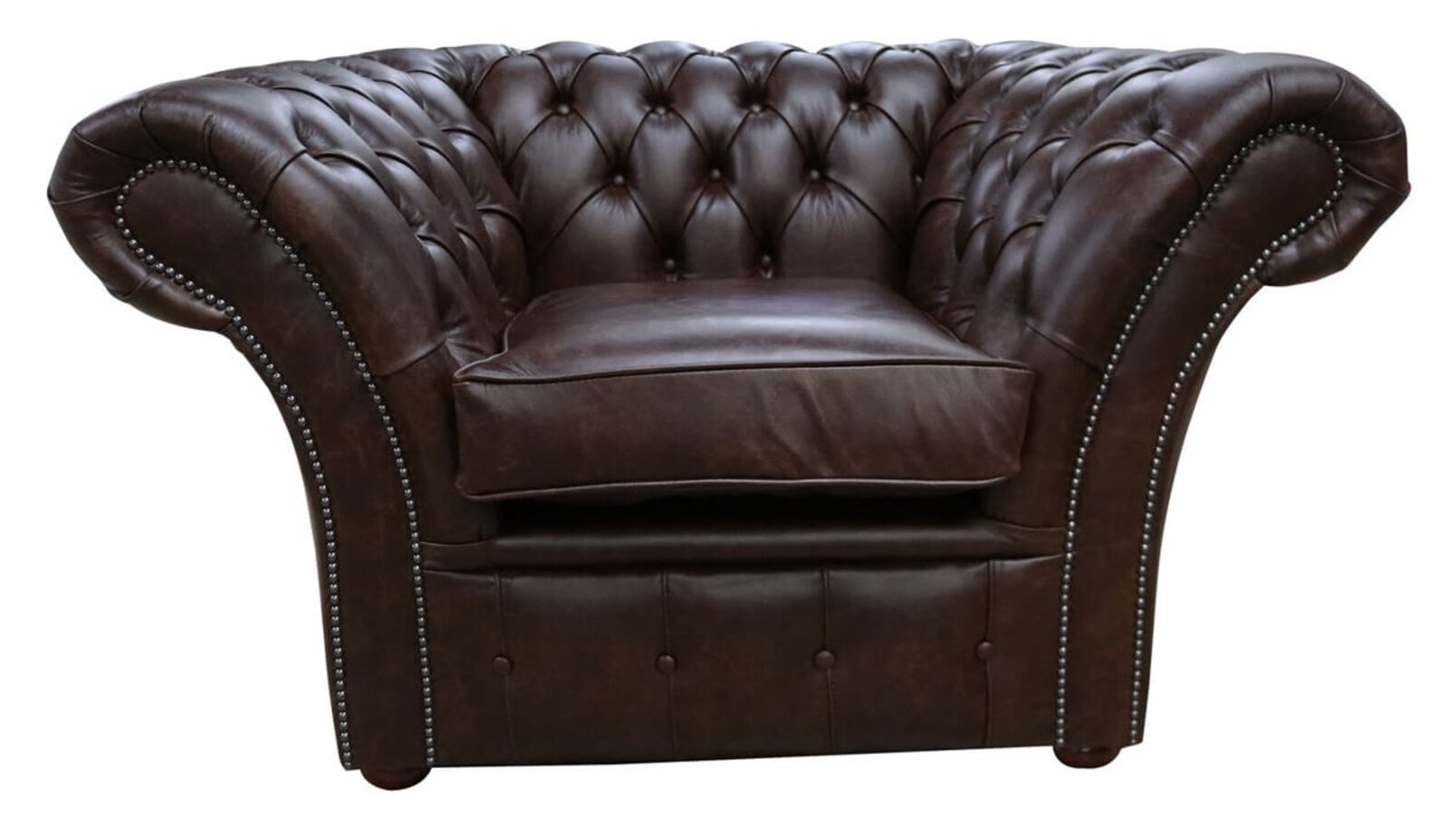 Product photograph of Chesterfield Balmoral Club Chair New England Dark Brown Leather from Designer Sofas 4U
