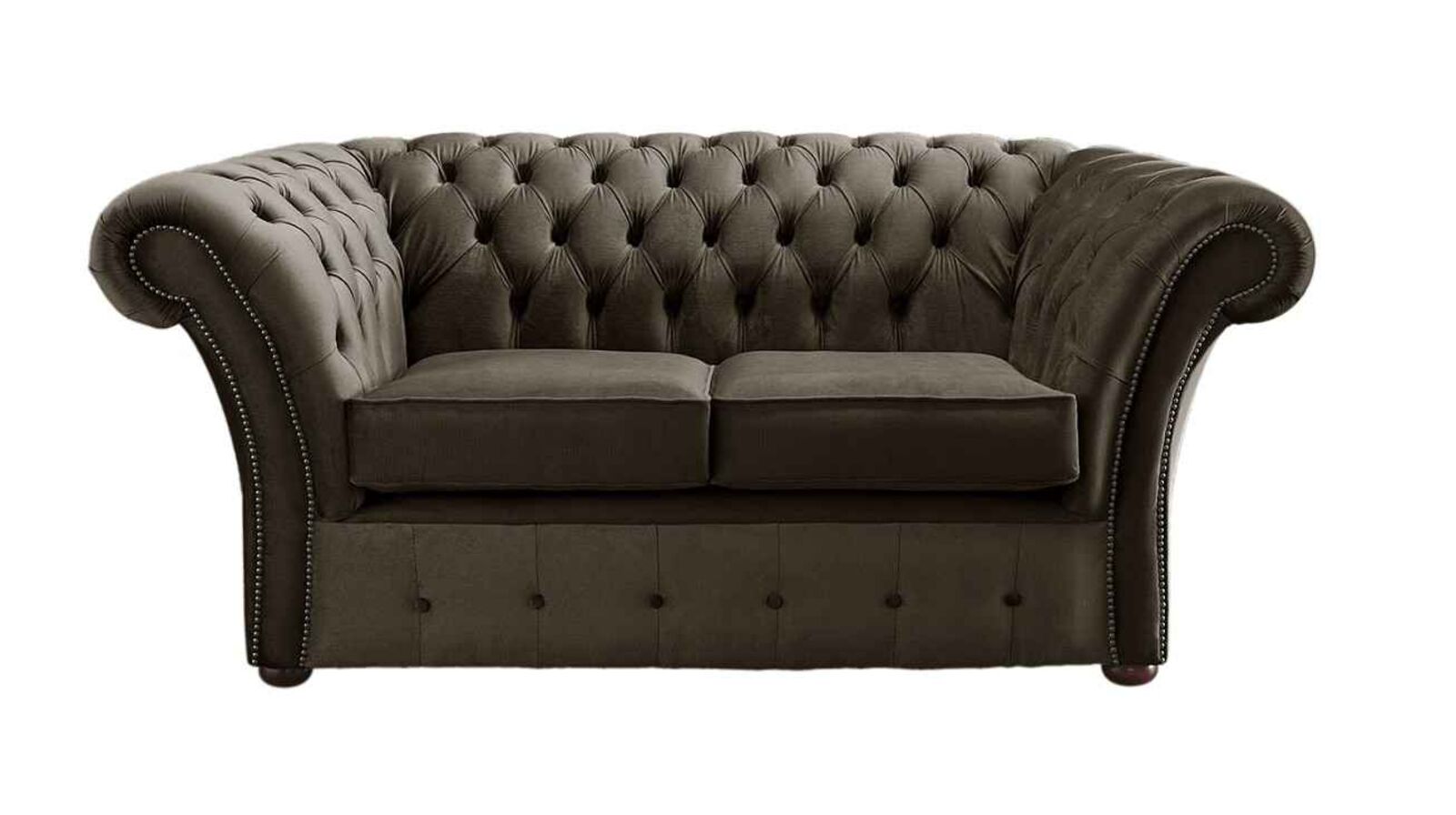 Product photograph of Chesterfield Balmoral 2 Seater Malta Mushroom Brown Velvet Fabric Sofa from Designer Sofas 4U