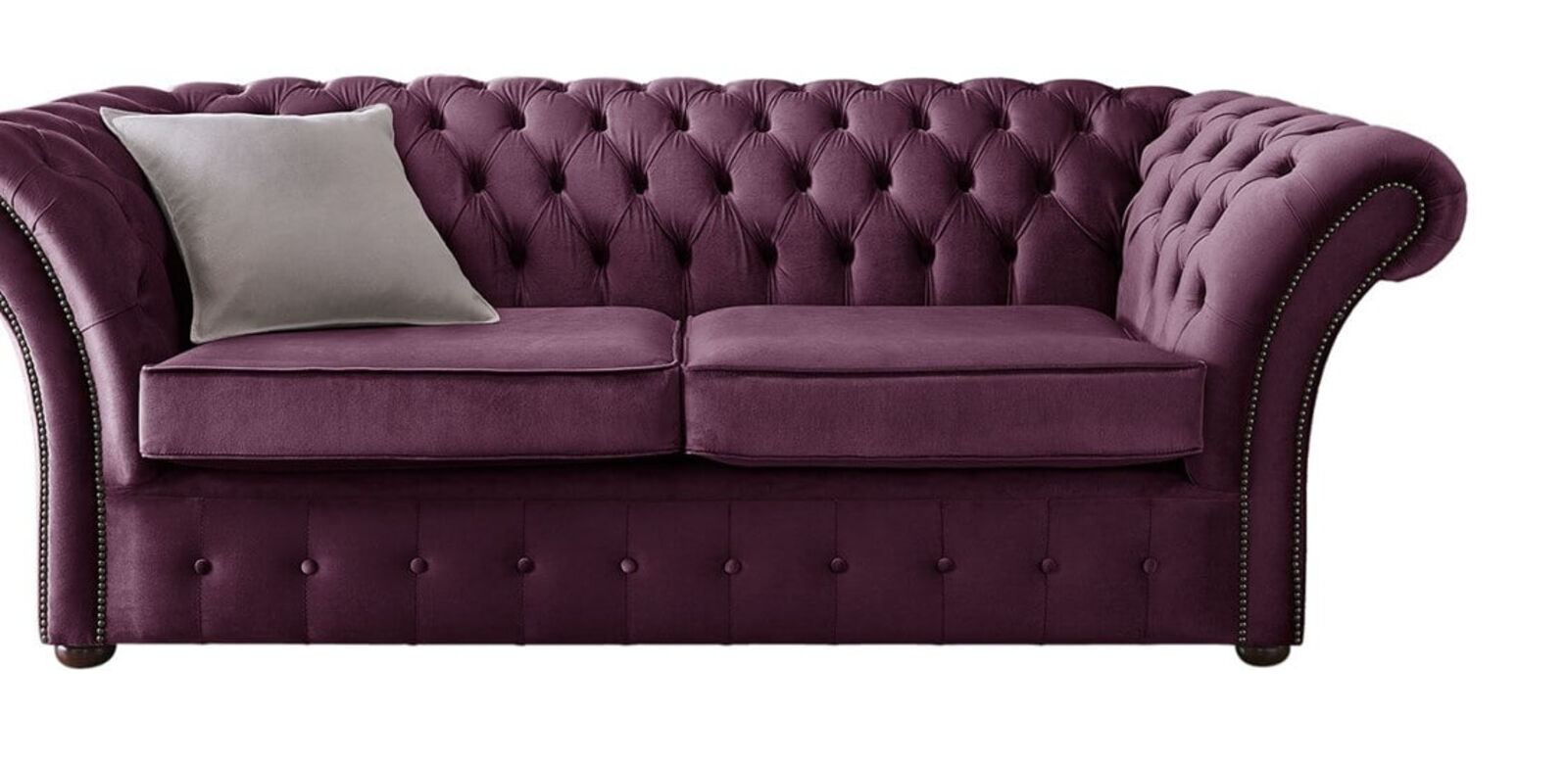 Product photograph of Chesterfield Balmoral 3 Seater Malta Boysenberry Purple Velvet Fabric Sofa from Designer Sofas 4U