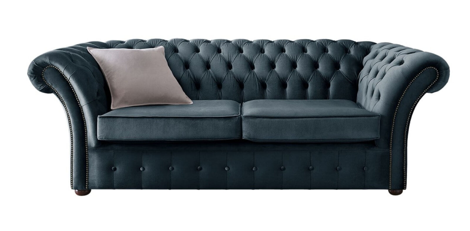 Product photograph of Chesterfield Balmoral 3 Seater Malta Peacock Blue Velvet Fabric Sofa from Designer Sofas 4U