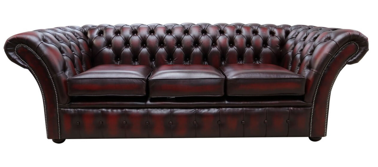 Product photograph of Chesterfield Balmoral 3 Seater Sofa Settee Antique Oxblood Leather from Designer Sofas 4U