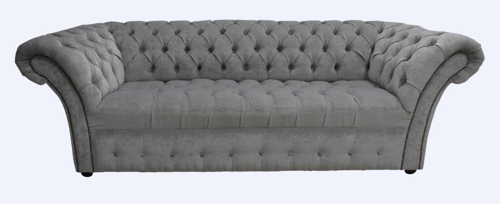 Product photograph of Chesterfield Balmoral 3 Seater Buttoned Seat Sofa Settee Pimlico Grey Fabric from Designer Sofas 4U